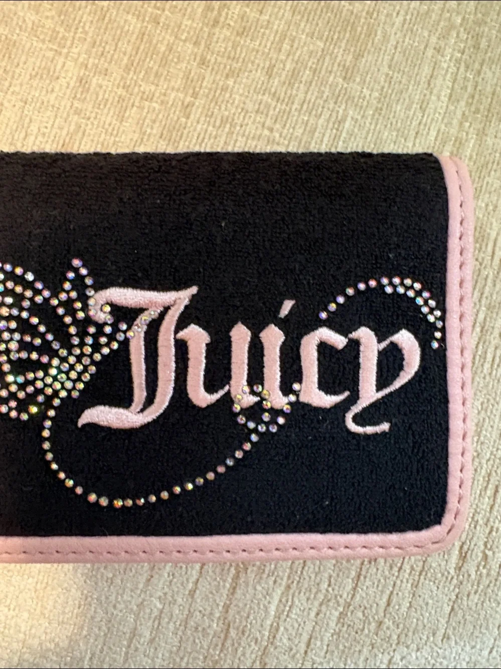 Juicy Couture Couture Black & Pink Rhinestone Key Card Wallet - Juicy Couture